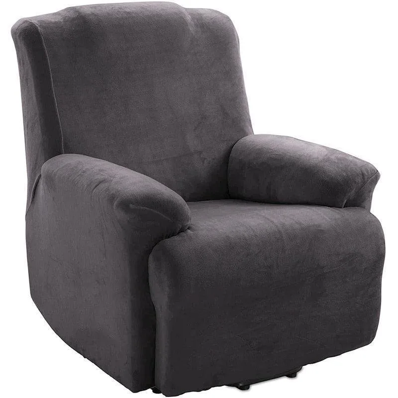 Housse Fauteuil Relax 1 Place Spandex – 4 Pièces Extensibles Avec Poches, Feuilles Vertes